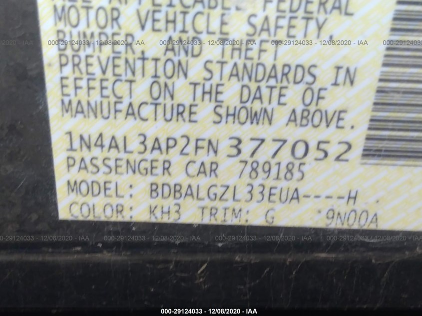 NISSAN ALTIMA 1N4AL3AP2FN377052