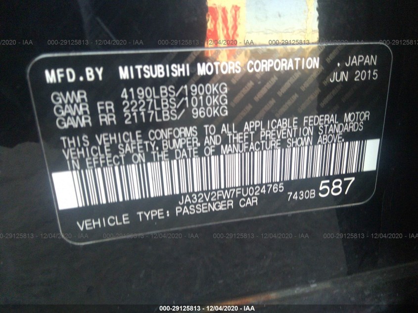 MITSUBISHI LANCER JA32V2FW7FU024765