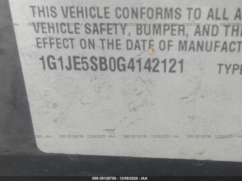 CHEVROLET SONIC 1G1JE5SB0G4142121