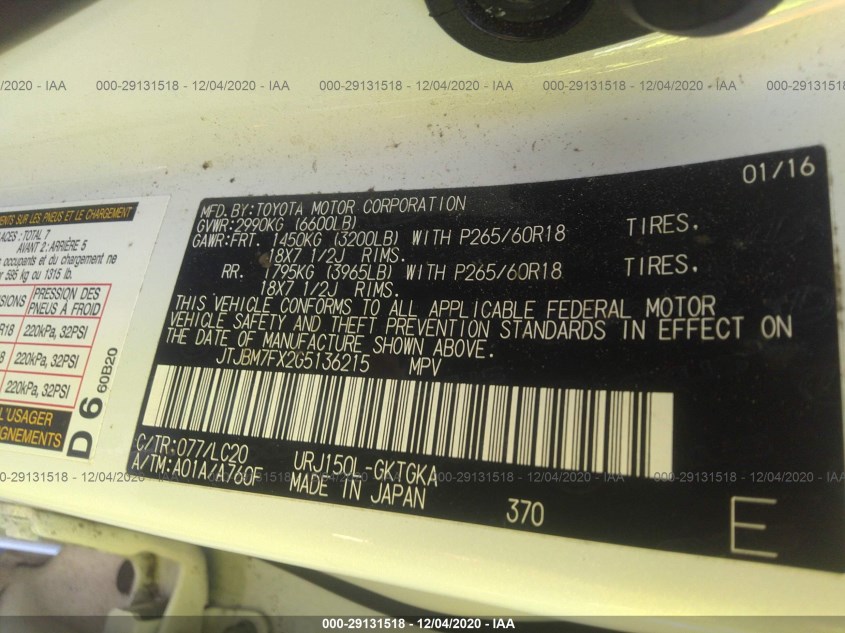 LEXUS GX 460 JTJBM7FX2G5136215