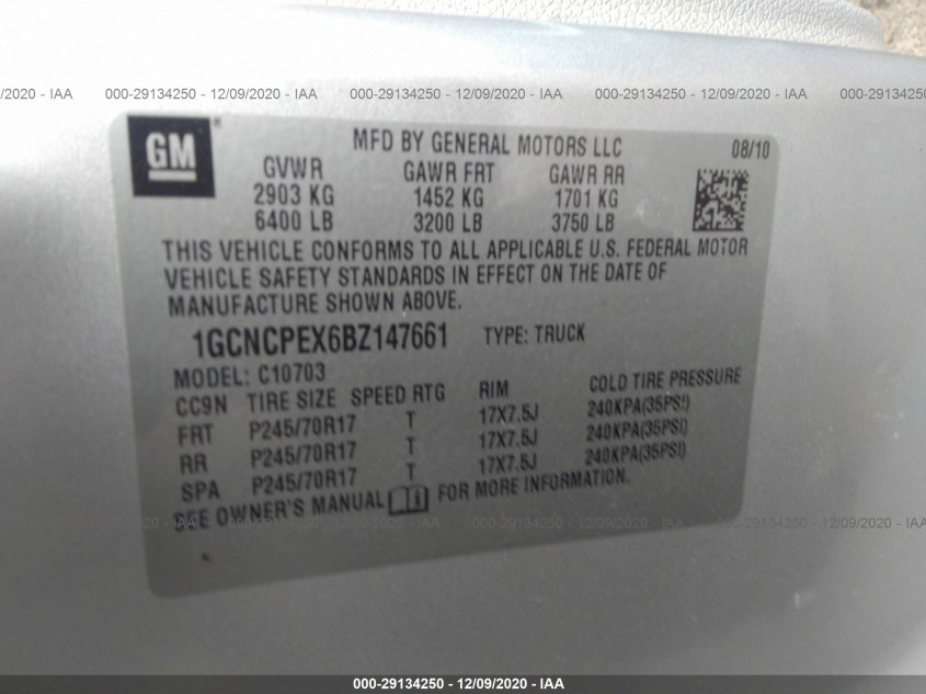 CHEVROLET SILVERADO 1500 1GCNCPEX6BZ147661