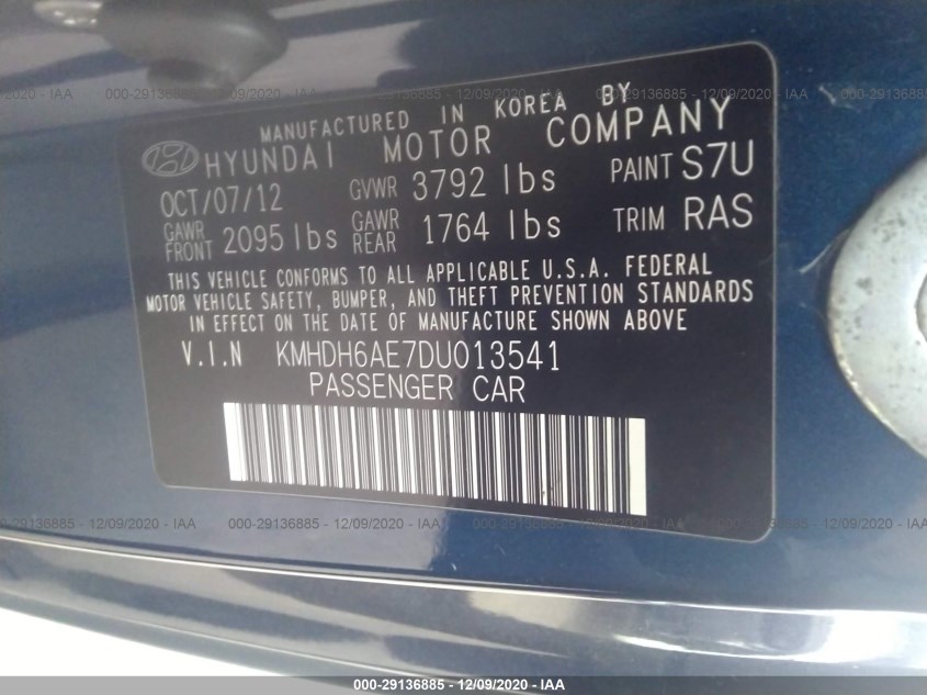 HYUNDAI ELANTRA COUPE KMHDH6AE7DU013541
