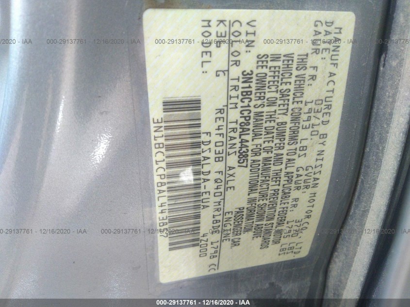 NISSAN VERSA 3N1BC1CP8AL443857