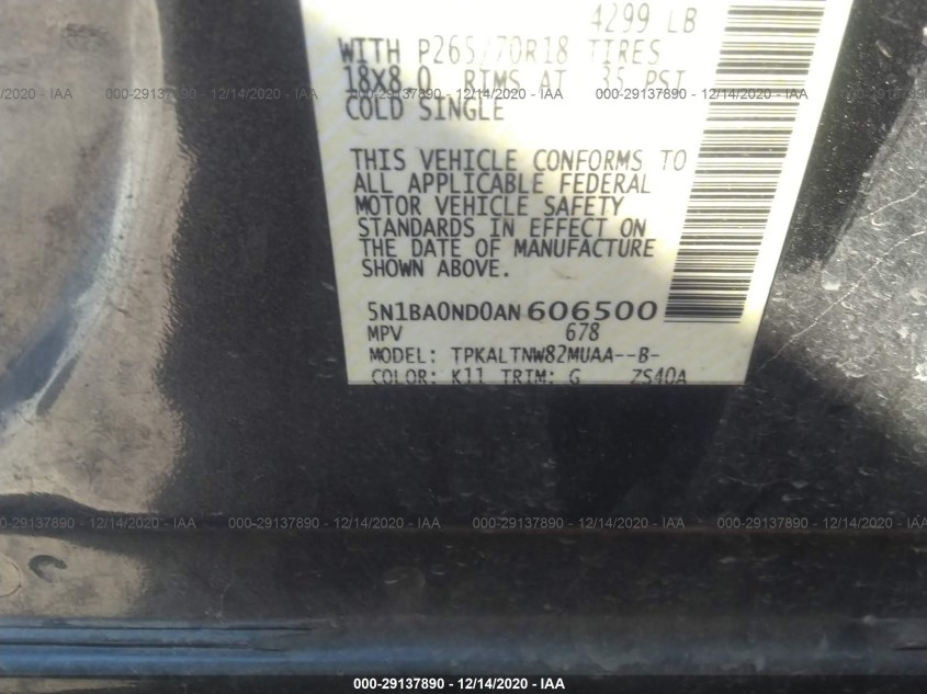 NISSAN ARMADA 5N1BA0ND0AN606500