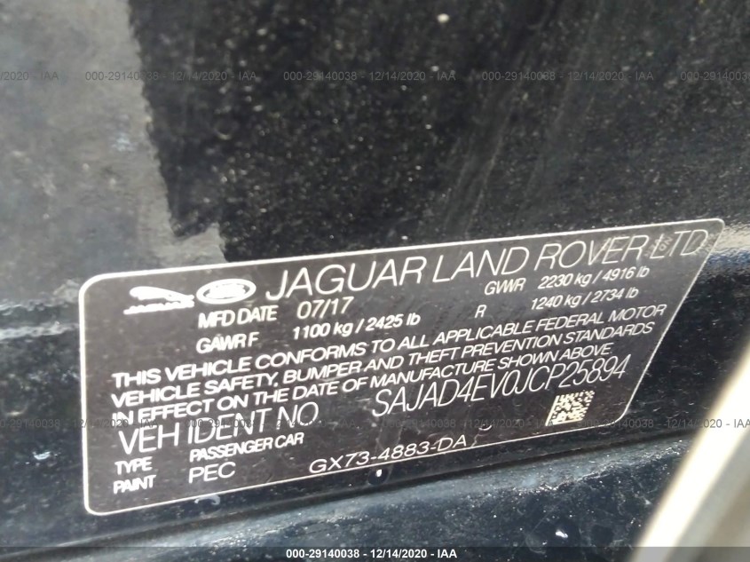 JAGUAR XE SAJAD4EV0JCP25894