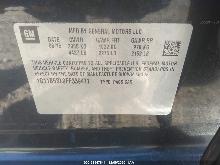 CHEVROLET MALIBU 1G11B5SL9FF339471