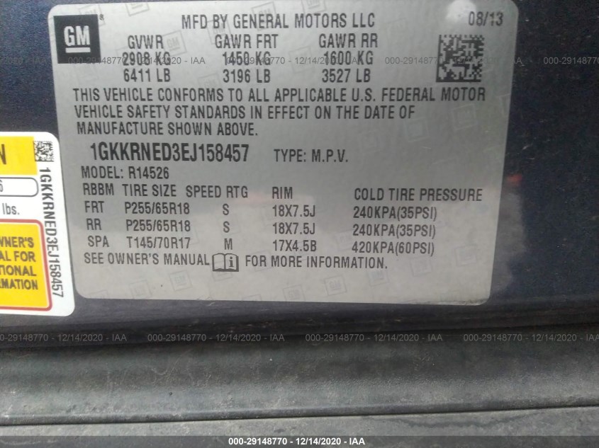 GMC ACADIA 1GKKRNED3EJ158457