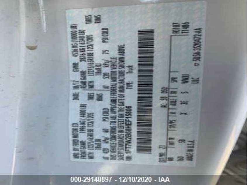 FORD SUPER DUTY F-250 SRW 1FT7W2B68HEF15806