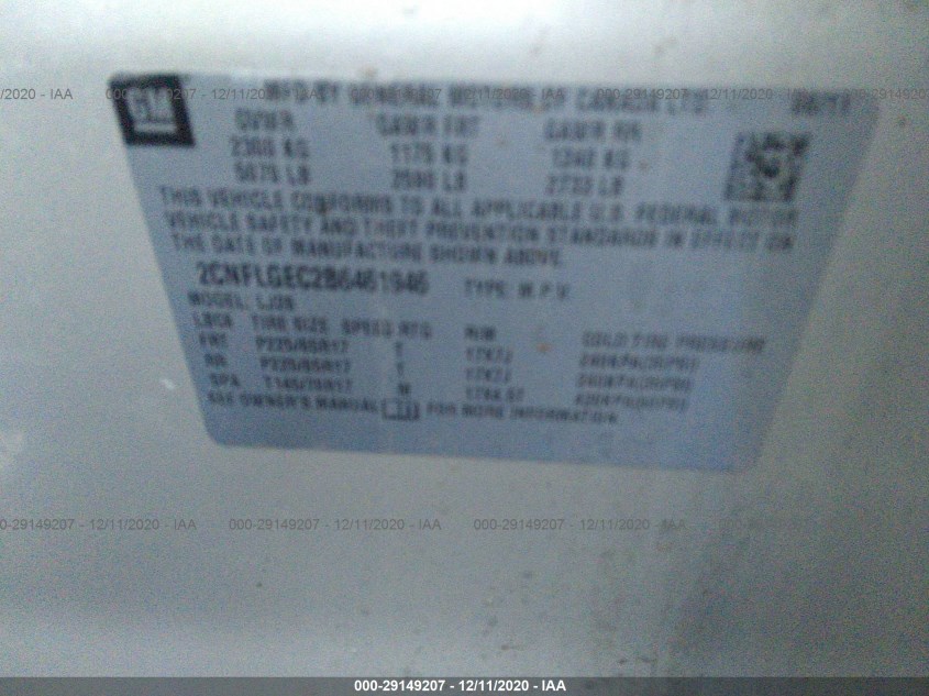 CHEVROLET EQUINOX 2CNFLGEC2B6461946