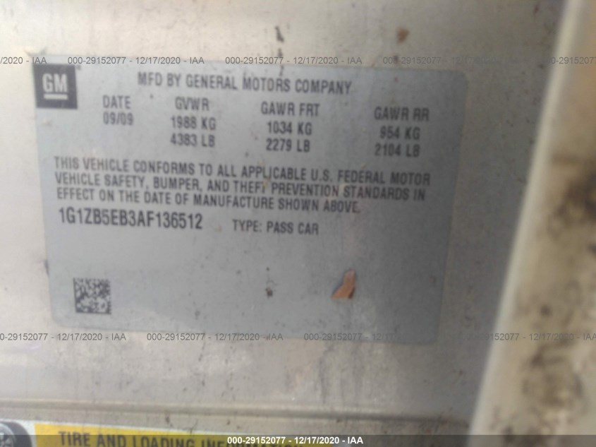 CHEVROLET MALIBU 1G1ZB5EB3AF136512