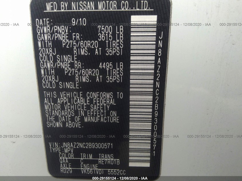 INFINITI QX56 JN8AZ2NC2B9300571
