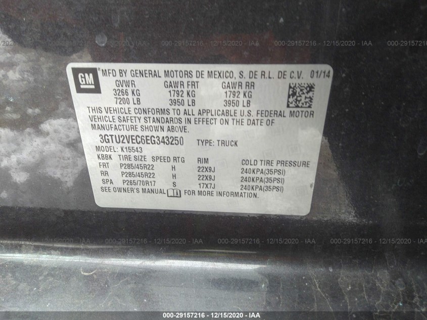 GMC SIERRA 1500 3GTU2VEC6EG343250