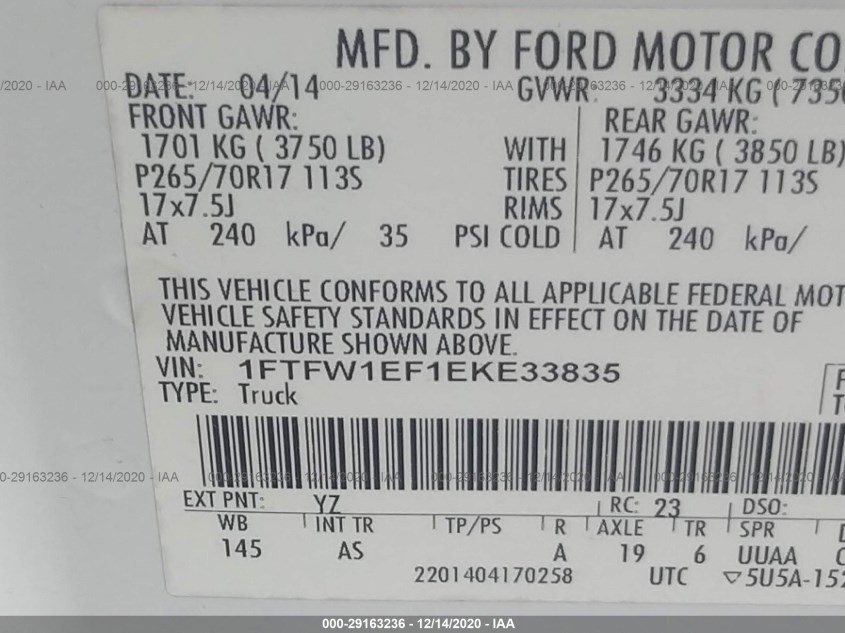 FORD F-150 1FTFW1EF1EKE33835