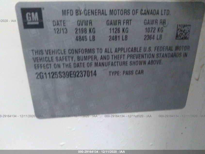 CHEVROLET IMPALA 2G1125S39E9237014