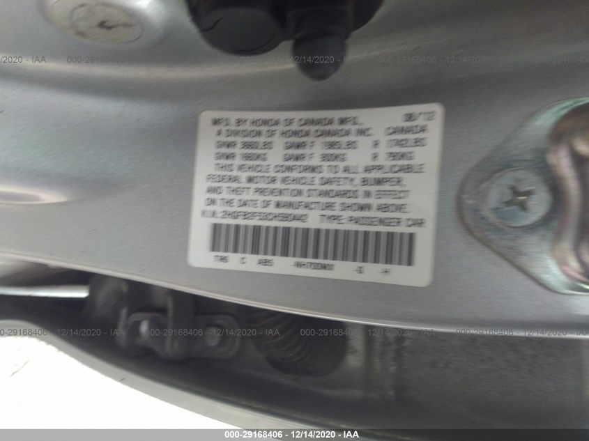 HONDA CIVIC SDN 2HGFB2F53CH590442