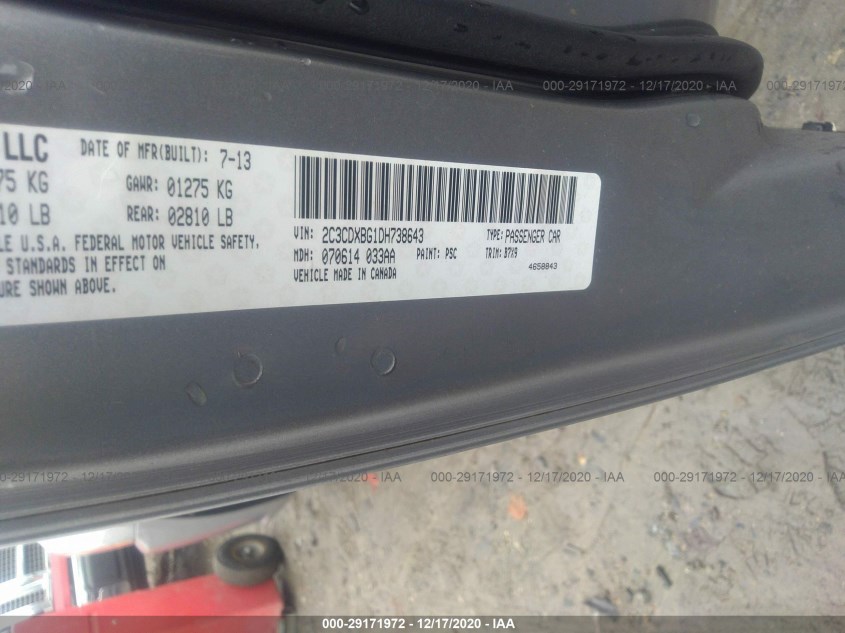DODGE CHARGER 2C3CDXBG1DH738643