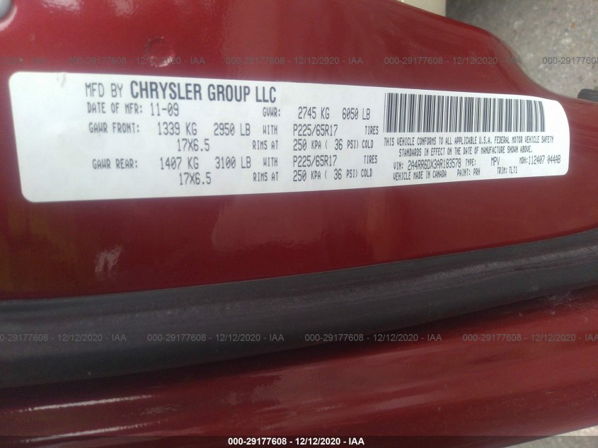 CHRYSLER TOWN & COUNTRY 2A4RR6DX3AR183578