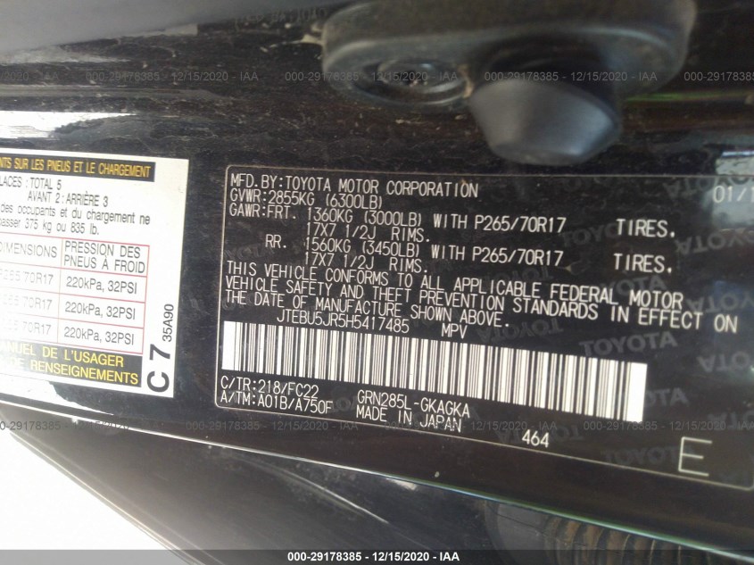 TOYOTA 4RUNNER JTEBU5JR5H5417485