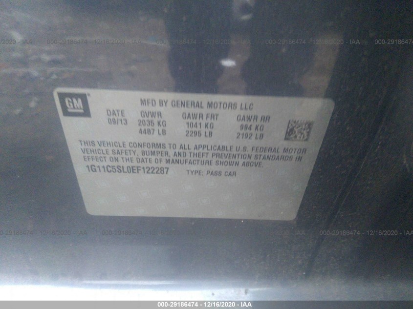 CHEVROLET MALIBU 1G11C5SL0EF122287