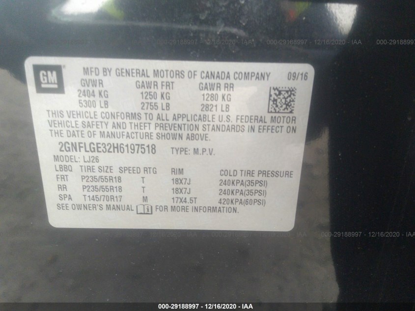 CHEVROLET EQUINOX 2GNFLGE32H6197518