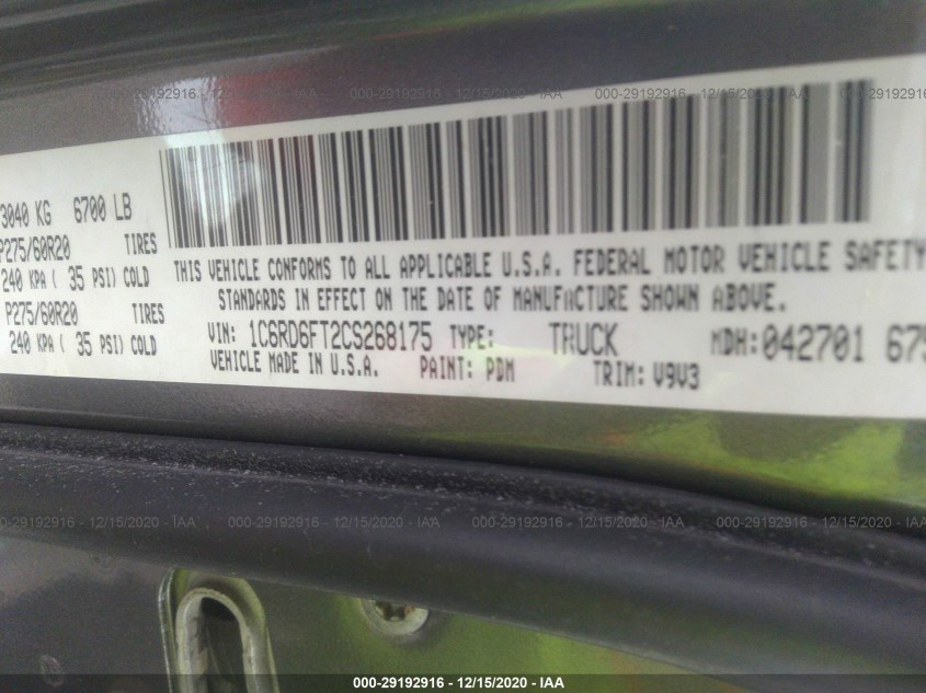 RAM 1500 1C6RD6FT2CS268175