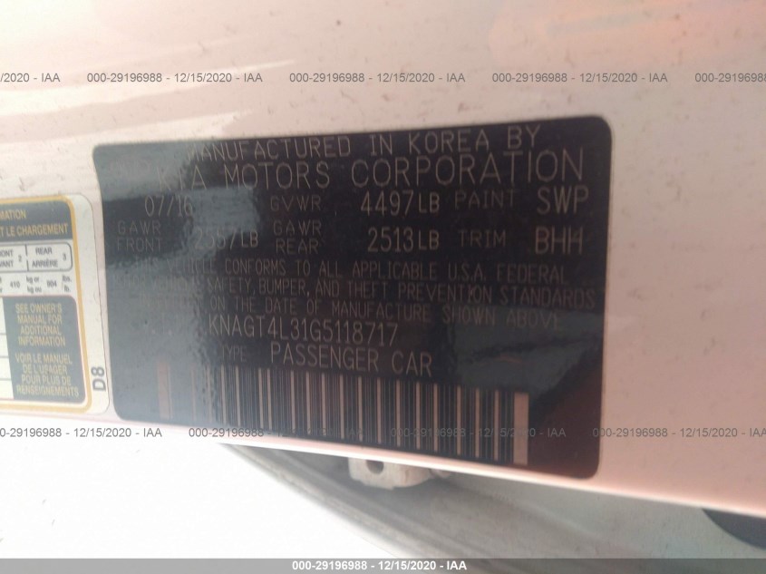 KIA OPTIMA KNAGT4L31G5118717