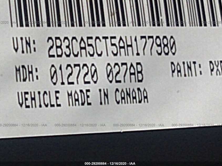 DODGE CHARGER 2B3CA5CT5AH177980