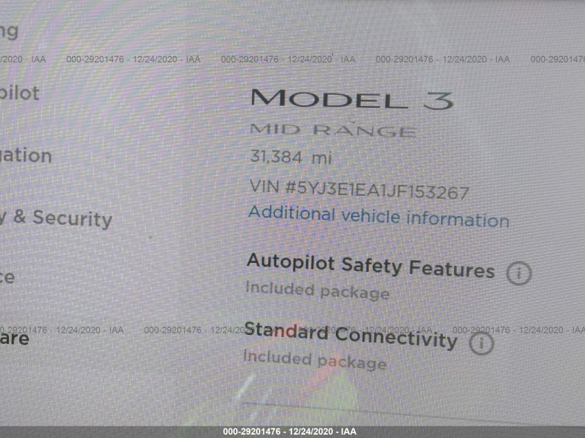 TESLA MODEL 3 5YJ3E1EA1JF153267