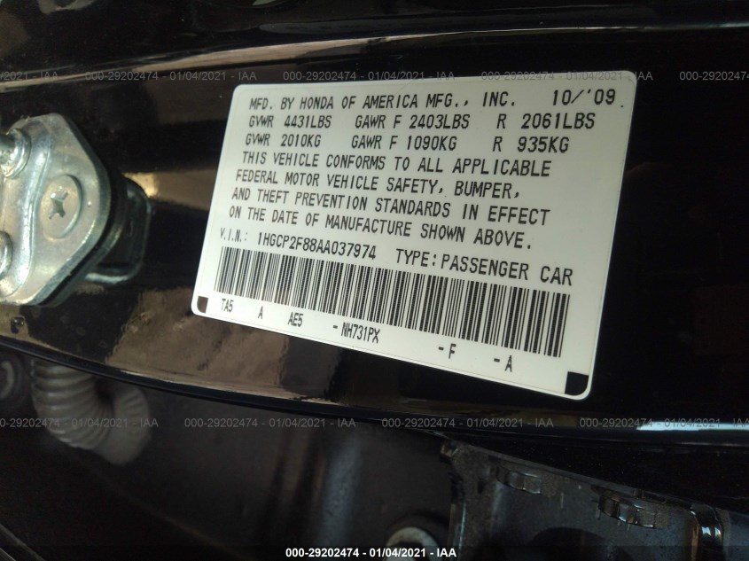 HONDA ACCORD SDN 1HGCP2F88AA037974