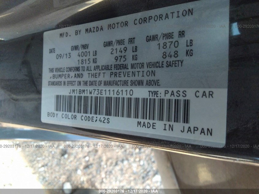 MAZDA MAZDA3 JM1BM1W73E1116110