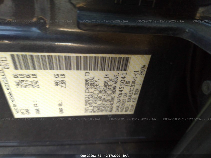 NISSAN ALTIMA 1N4AL2AP7CN455041