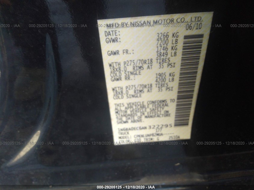 NISSAN TITAN 1N6BA0EC6AN322295