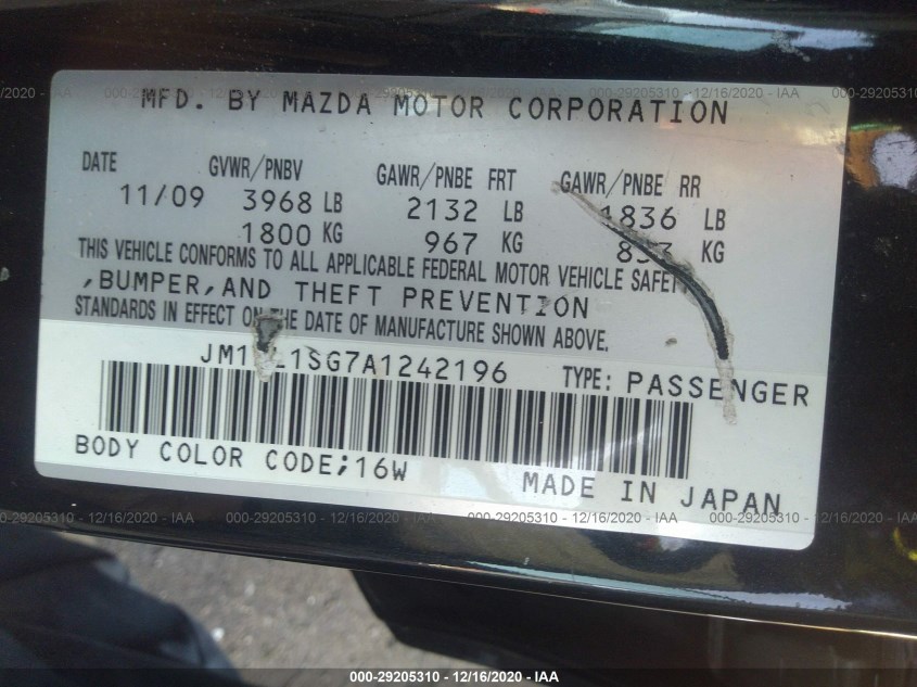 MAZDA MAZDA3 JM1BL1SG7A1242196