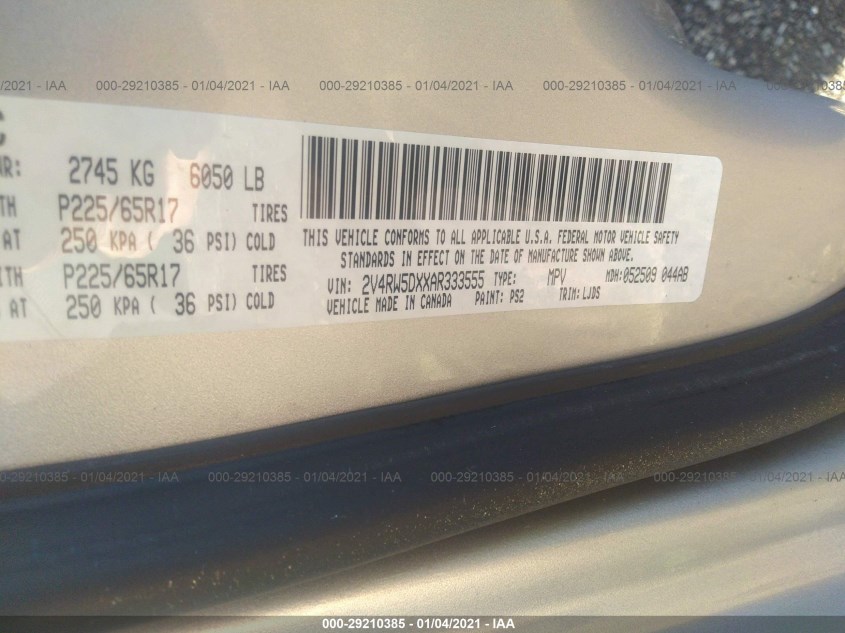 VOLKSWAGEN ROUTAN 2V4RW5DXXAR333555