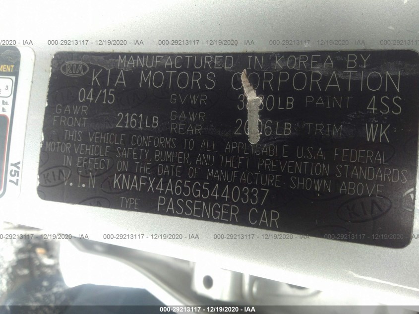 KIA FORTE KNAFX4A65G5440337