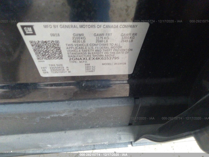 CHEVROLET EQUINOX 2GNAXLEX4K6153795