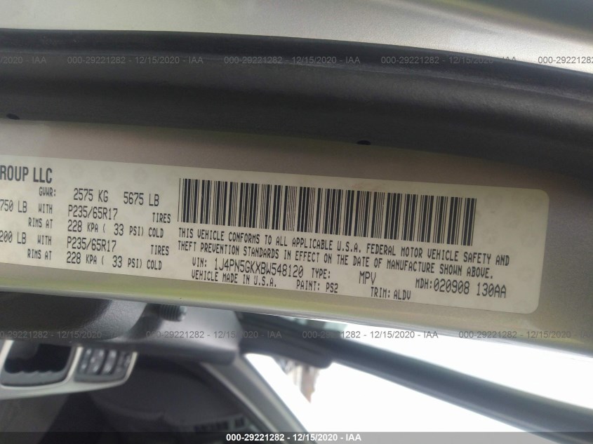 JEEP LIBERTY 1J4PN5GKXBW548120