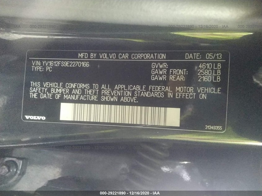VOLVO S60 YV1612FS9E2270166