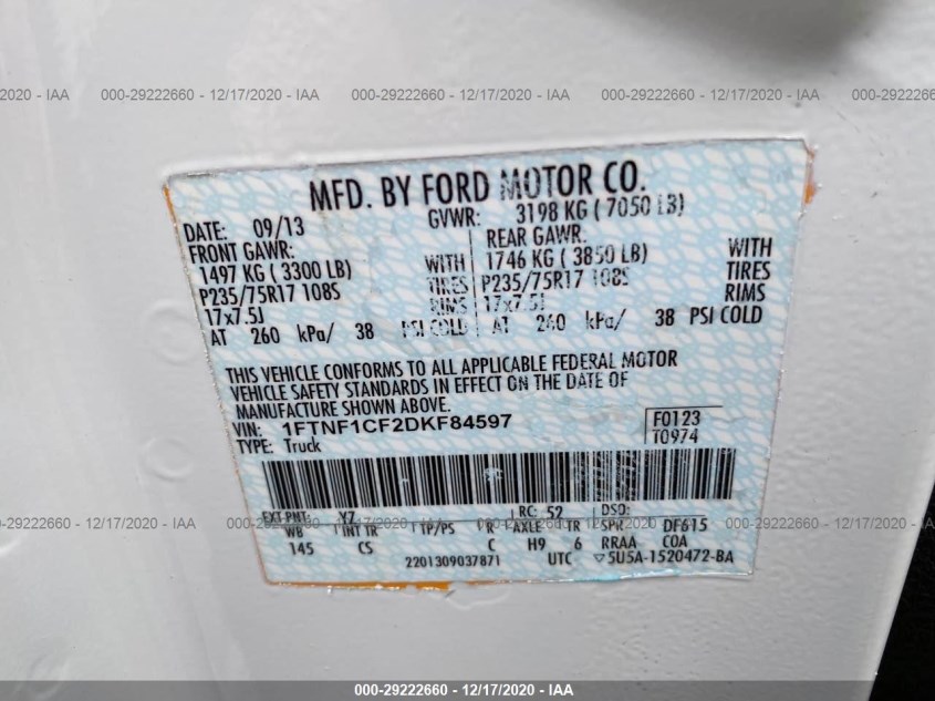FORD F-150 1FTNF1CF2DKF84597