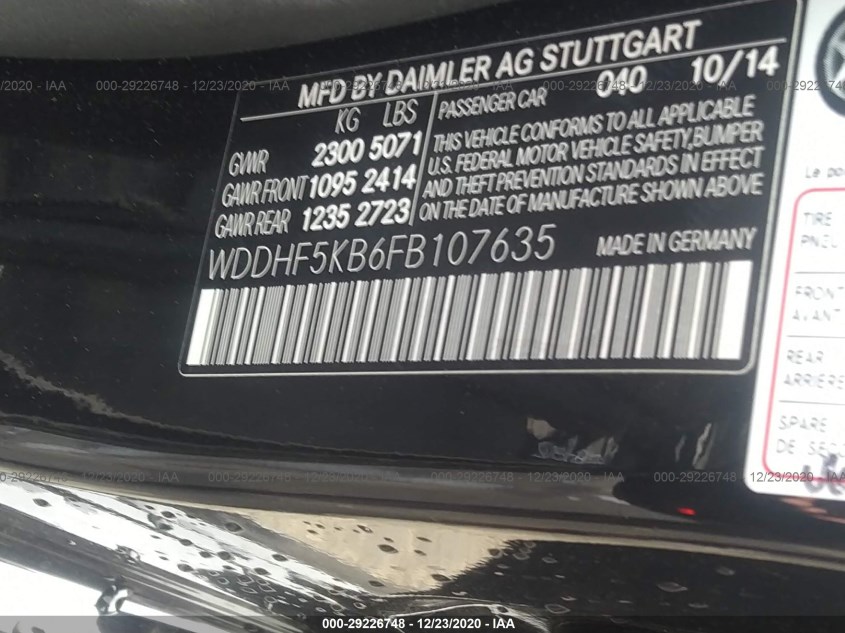 MERCEDES-BENZ E-CLASS WDDHF5KB6FB107635