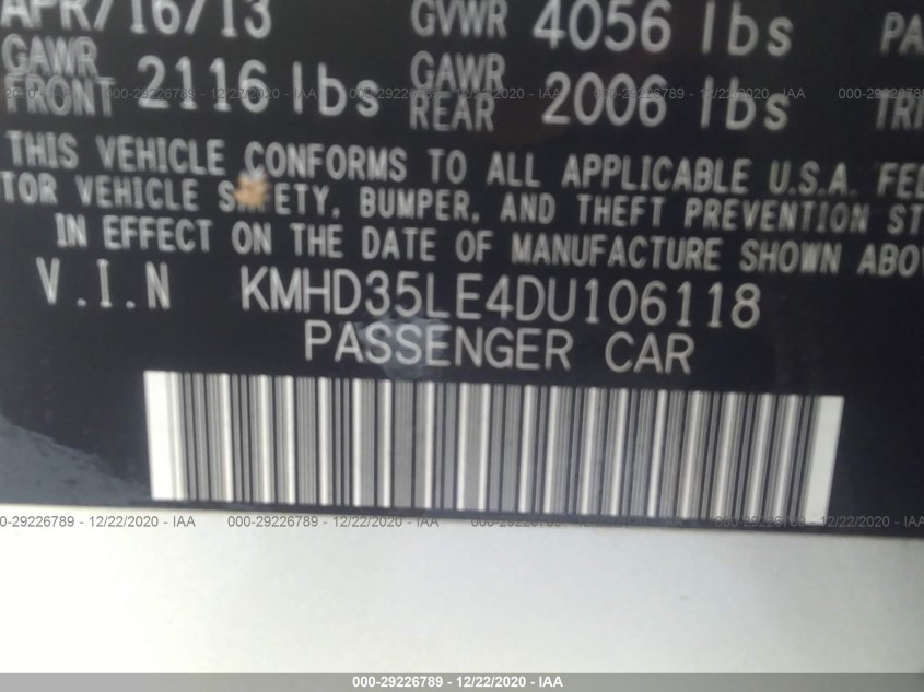 HYUNDAI ELANTRA GT KMHD35LE4DU106118