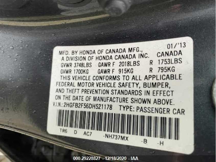 HONDA CIVIC SDN 2HGFB2F56DH521178
