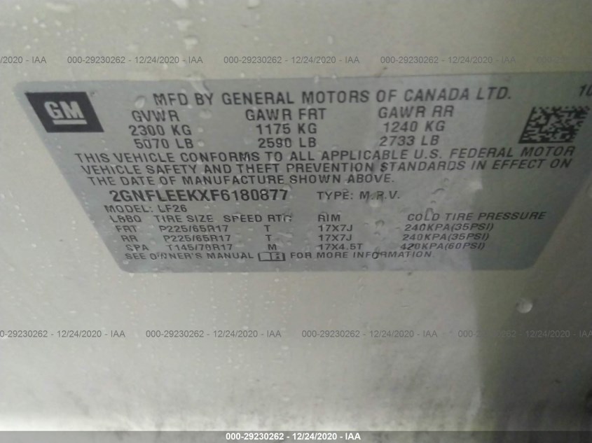 CHEVROLET EQUINOX 2GNFLEEKXF6180877