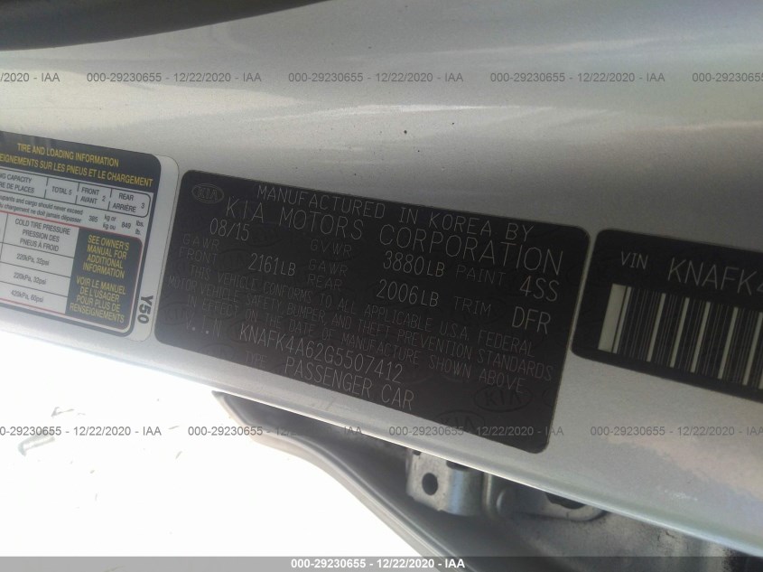KIA FORTE KNAFK4A62G5507412