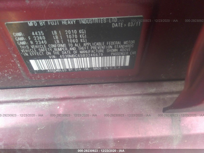 SUBARU LEGACY 4S3BMBC65B3246679
