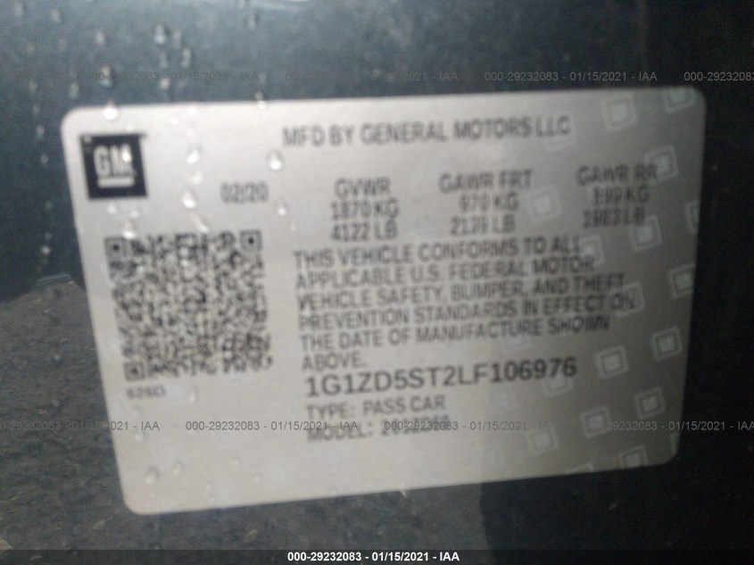 CHEVROLET MALIBU 1G1ZD5ST2LF106976