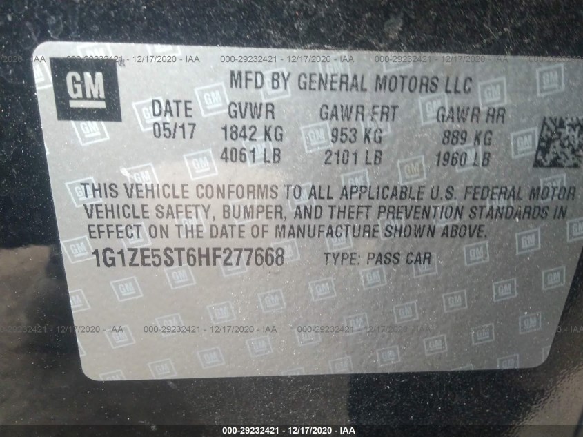 CHEVROLET MALIBU 1G1ZE5ST6HF277668