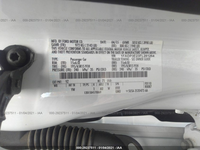 FORD FOCUS 1FADP3E23FL281264
