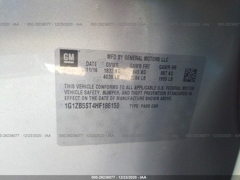 CHEVROLET MALIBU 1G1ZB5ST4HF186150
