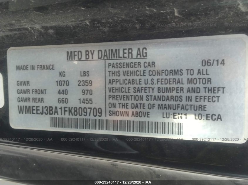 SMART FORTWO WMEEJ3BA1FK809709